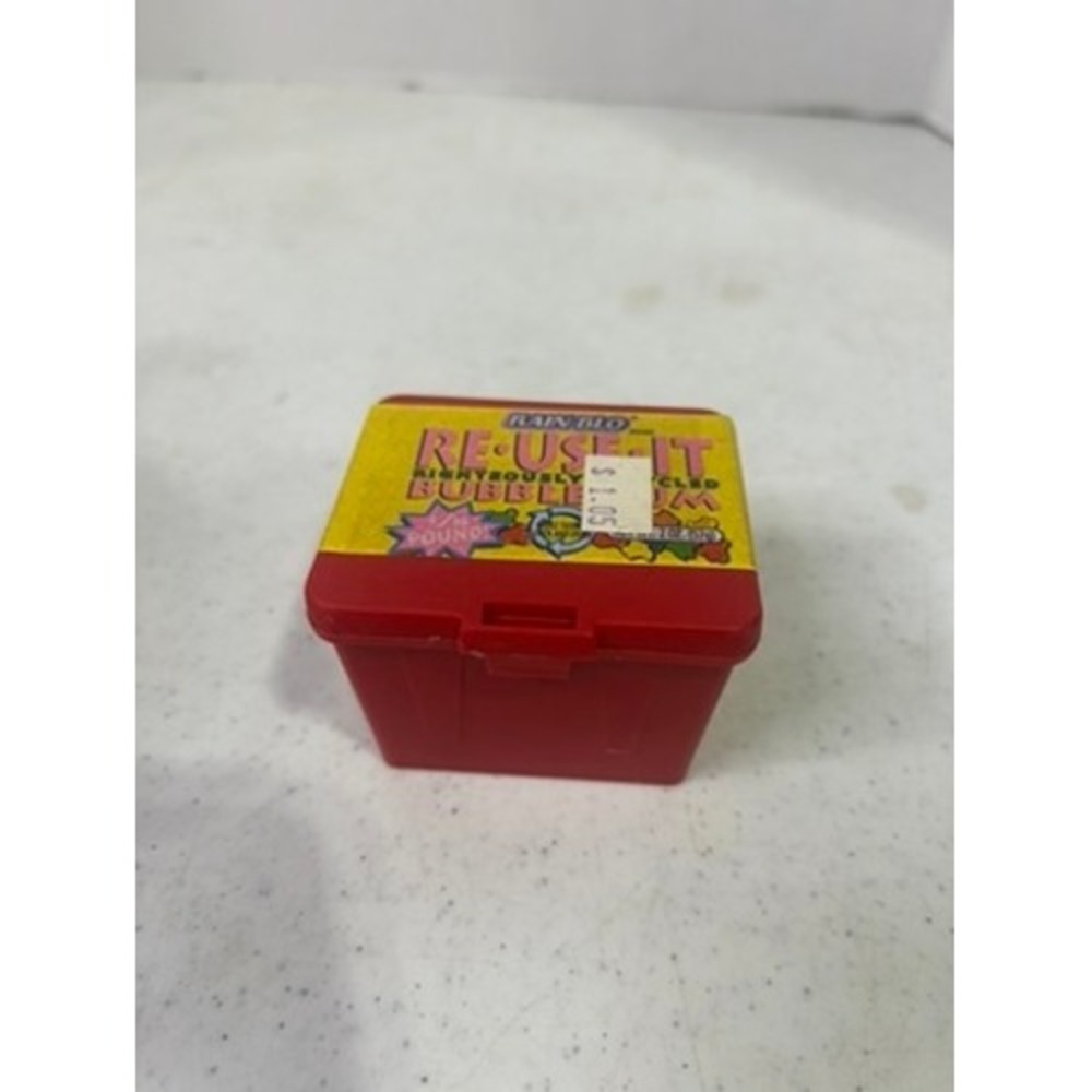 Vintage 1994 Rain-Blo Re-Use-It Bubble Gum Red Container Leaf Brand Collectible‎